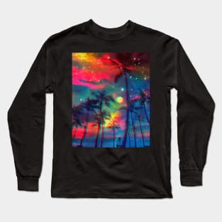 Rainbow Palm Trees Long Sleeve T-Shirt